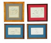 FOUR SPENCERIAN DRAWINGS.  Ame