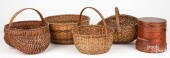 FOUR SPLINT BASKETS, 19TH C.Fo