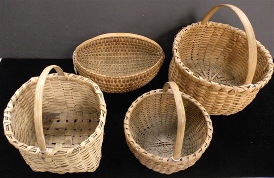 Four splint baskets with arched