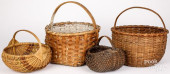 FOUR SPLINT GATHERING BASKETS<