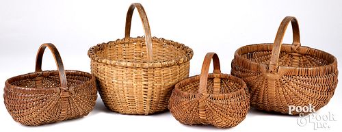 FOUR SPLIT OAK GATHERING BASKETS,