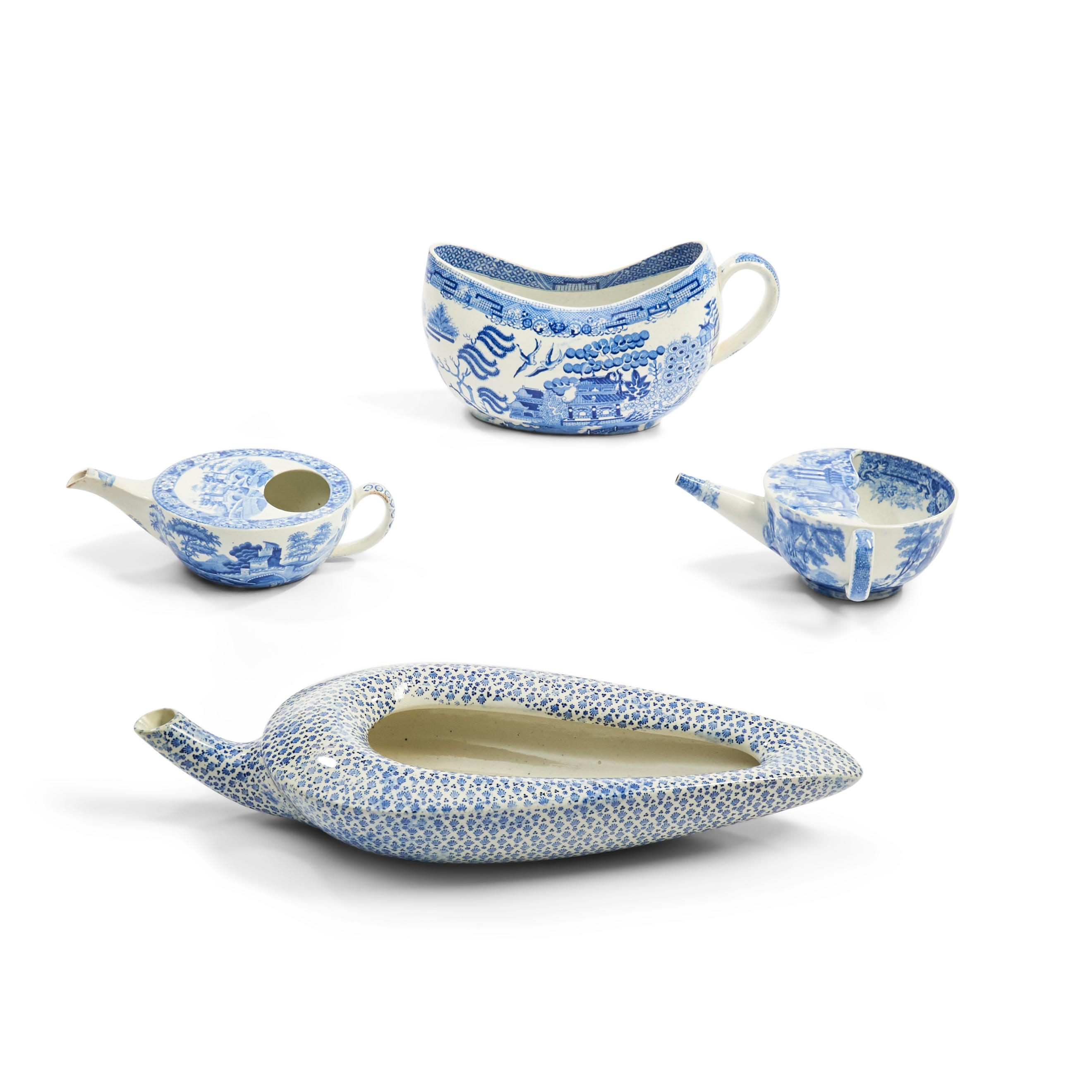 FOUR STAFFORDSHIRE BLUE TRANSFER