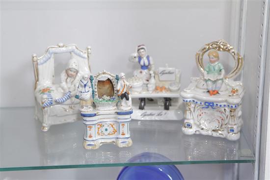 FOUR STAFFORDSHIRE FAIRING BOXES.
