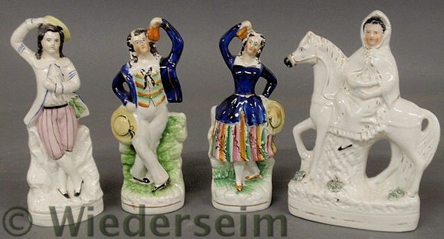 Four Staffordshire figures c.1870