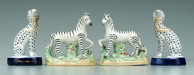Four Staffordshire figures: pair