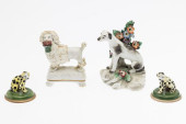 FOUR STAFFORDSHIRE STYLE DOGS<