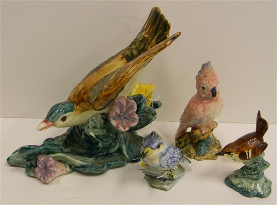 Four Stangl pottery birds: one