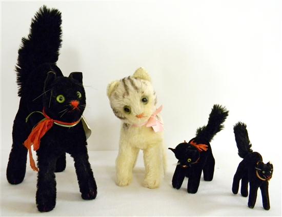 Four Steiff cats: 13'' h. mohair