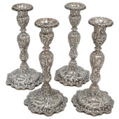 FOUR STERLING BAROQUE STYLE CA