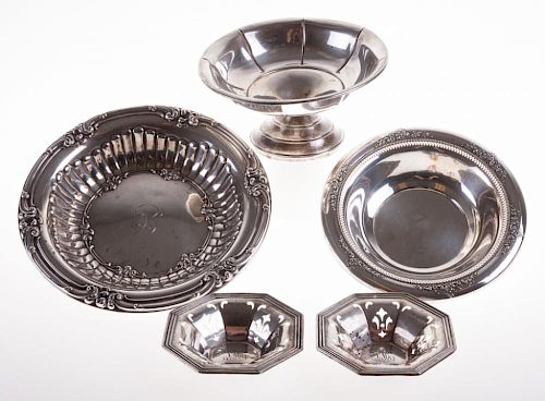 FOUR STERLING BOWLS AND ONE