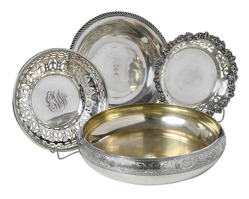 FOUR STERLING BOWLS,