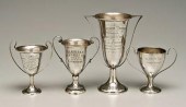 Four sterling golf trophies, e