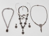 FOUR STERLING NECKLACES: 1) DD