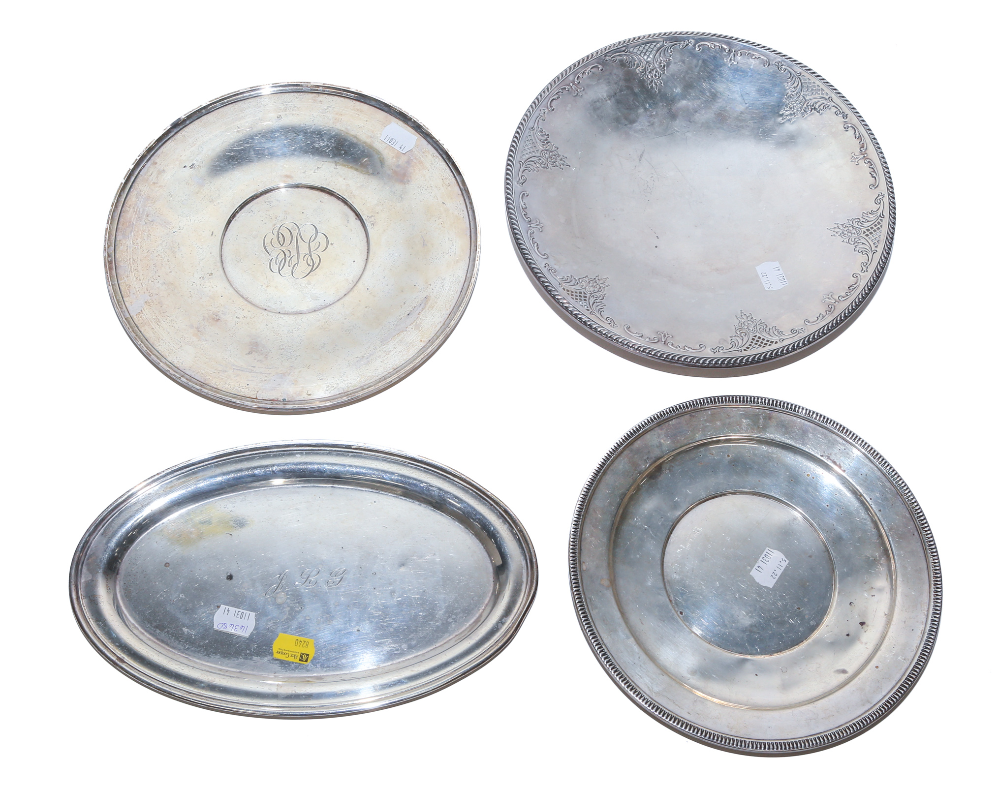 FOUR STERLING PLATTERS Including