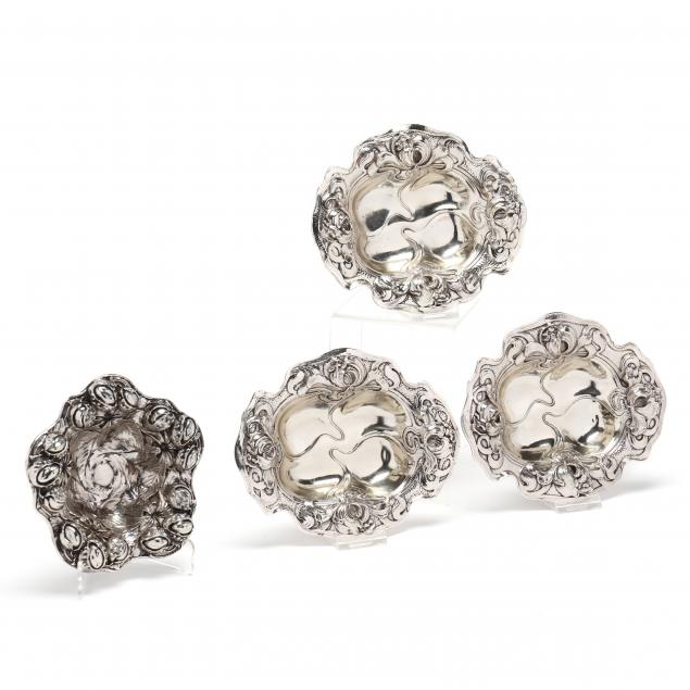 FOUR STERLING SILVER ART NOUVEAU