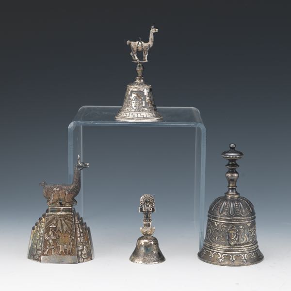 FOUR STERLING SILVER BELLS  
