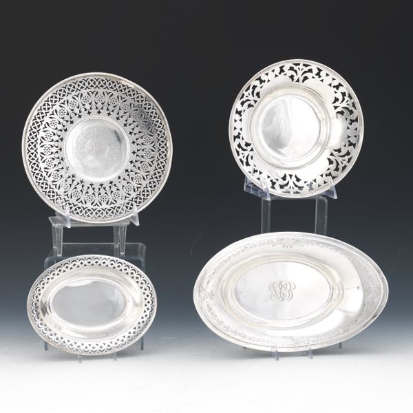 FOUR STERLING SILVER DISHES 