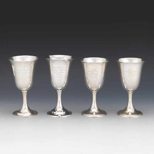FOUR STERLING SILVER GOBLETS