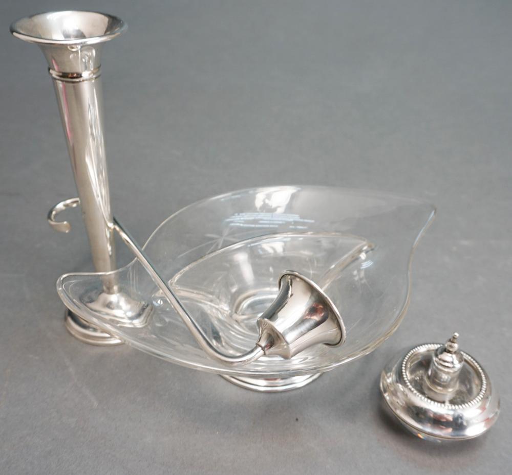 FOUR STERLING SILVER, MOUNTED,