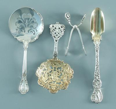 Four sterling silver serving