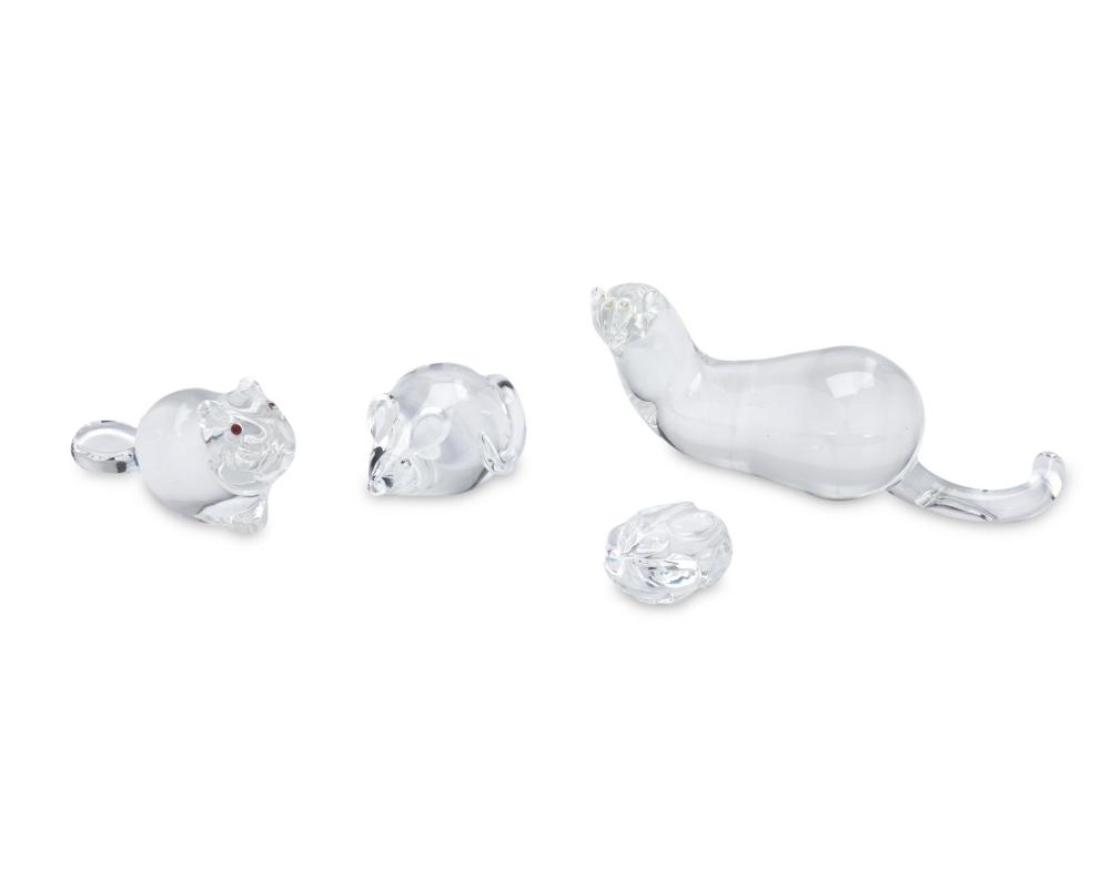 FOUR STEUBEN CRYSTAL AND GEM-SET
