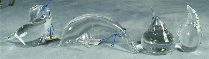 Four Steuben crystal figures,