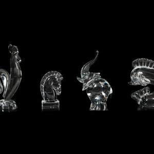 Four Steuben Glass Animal Figures