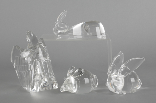 Four Steuben glass animals 20th