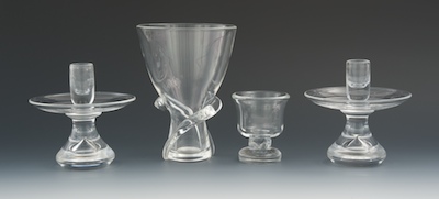 Four Steuben Glass Table Objects