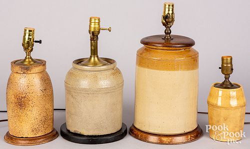 FOUR STONEWARE AND POTTERY TABLE
