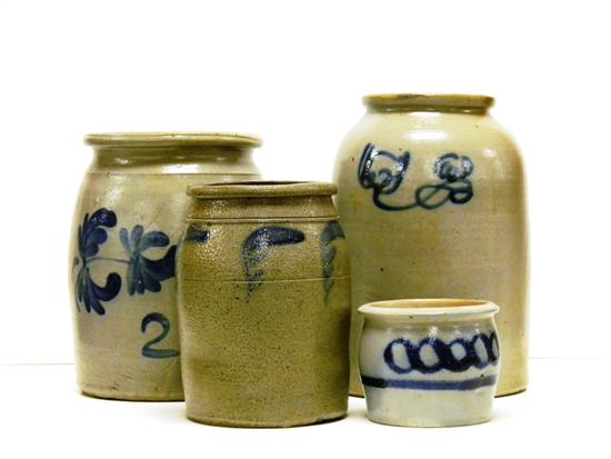 Four stoneware crocks including: