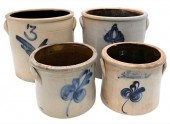 FOUR STONEWARE CROCKS ONE MARK