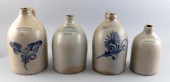 FOUR STONEWARE JUGS 19TH CENTU