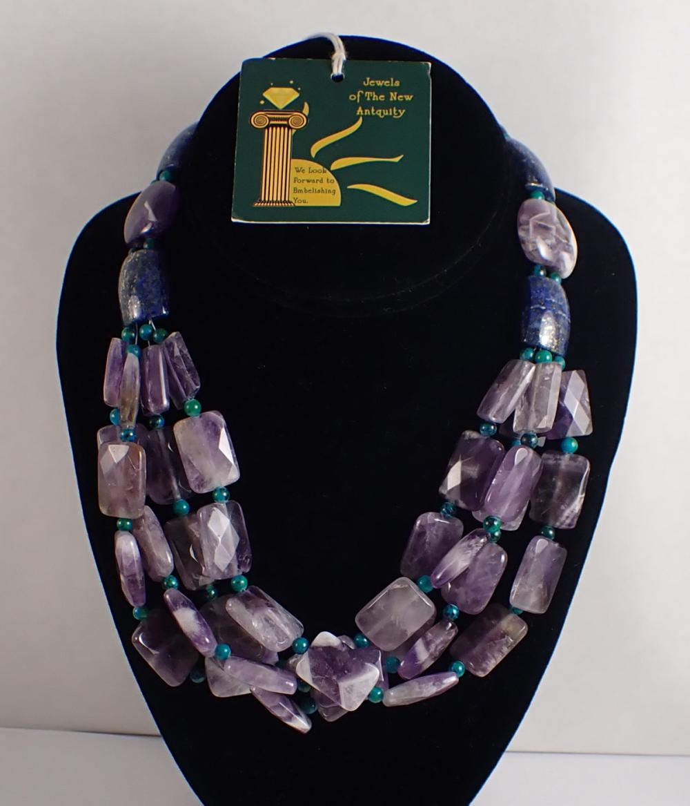 FOUR-STRAND AMETHYST, TURQUOISE AND