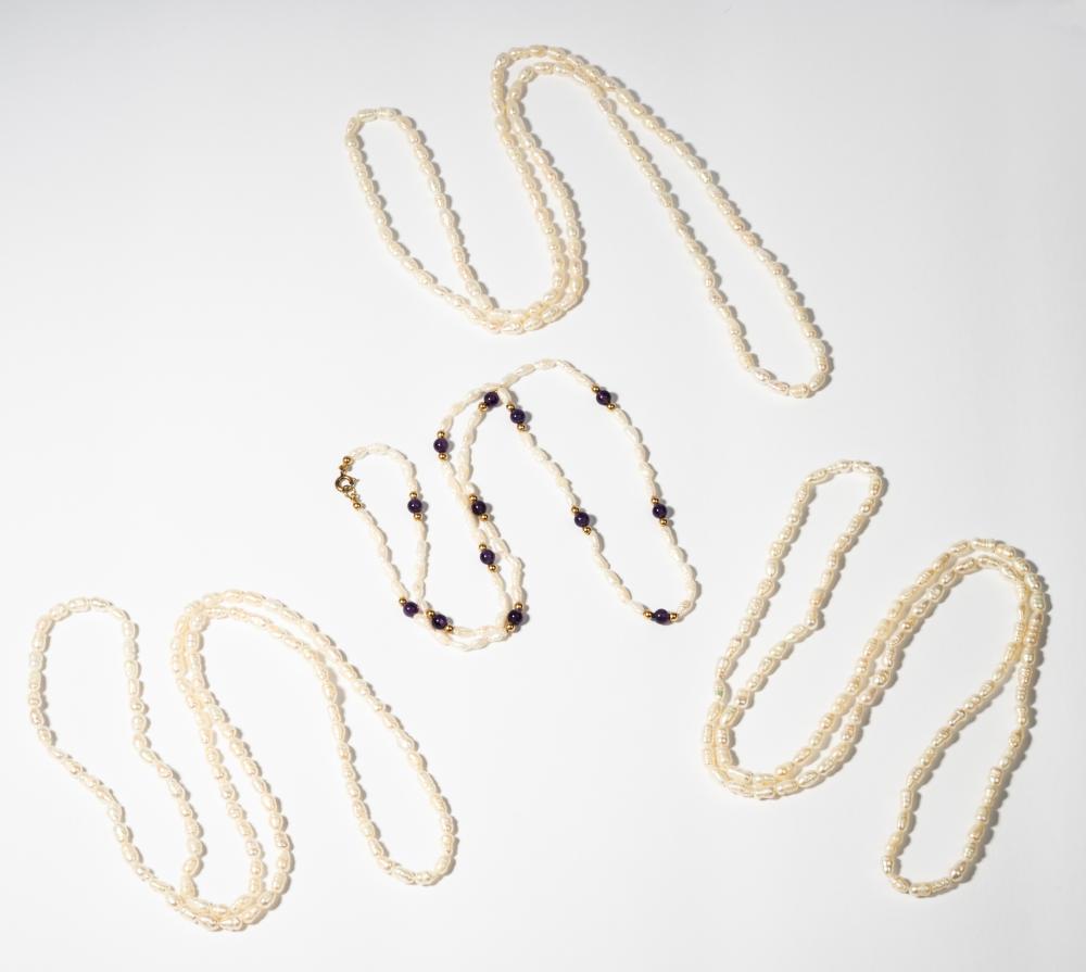 FOUR STRANDS OF PEARL NECKLACESFour