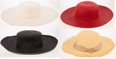 FOUR STRAW HATS including an Y