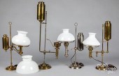 FOUR STUDENT LAMPS, 19TH C.Fou
