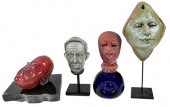 FOUR STUDIO ART MASKS AND BUST
