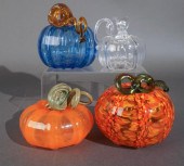 FOUR STUDIO GLASS BLOWN PUMPKI