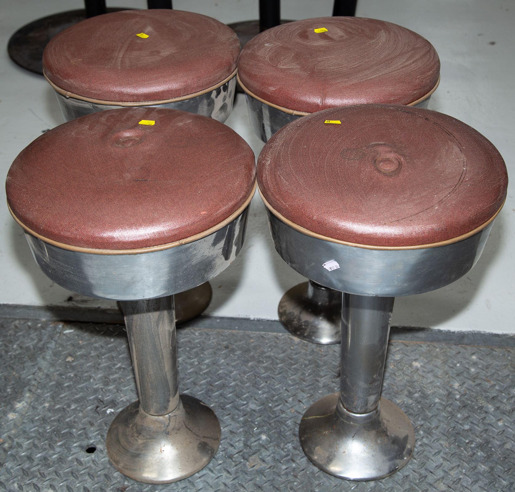 FOUR SWIVEL DINER STOOLS c.1959,