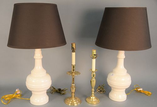 FOUR TABLE LAMPS TO INCLUDE PAIR OF