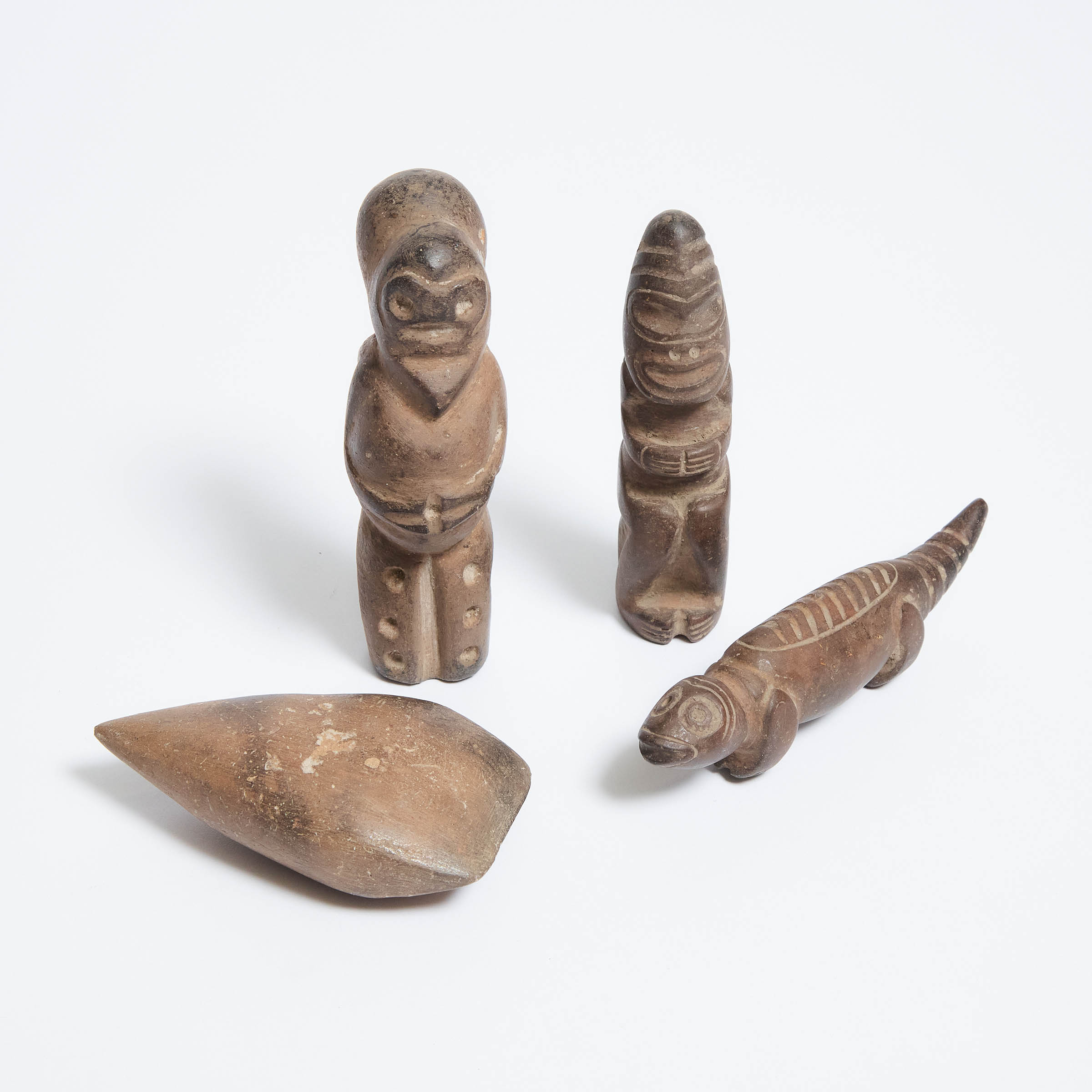 Four Taino Culture Carved Limestone