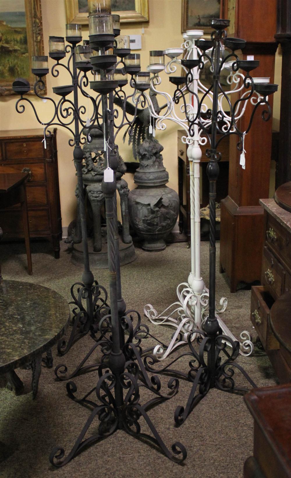 FOUR TALL BLACK FLOOR SEVEN-LIGHT