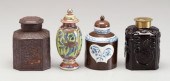 Four tea canisters: one ovoid
