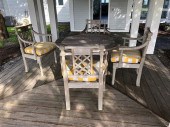 FOUR TEAK WOOD LATTICE ARMCHAI