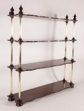 FOUR-TIER MAHOGANY AND BRASS C