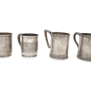 Four Tiffany & Co. Silver Mugs
