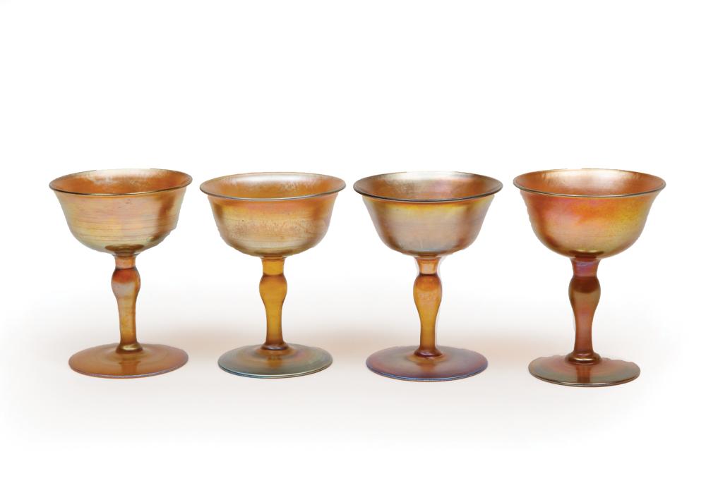 FOUR TIFFANY FAVRILE GLASS