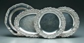 Four Tiffany silver plated tra