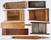 FOUR TIN AND WOOD WASHBOARDS,